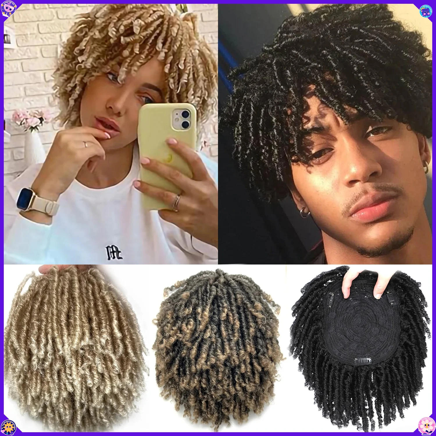 6 Inch Synthetic Afro Dreadlock Wig Topper Clip in Kinky Curly Hairpiece for Cosplay Party Daily Wear Costume Unisex Natural
6 Inch Synthetic Afro Dreadlock Wig Topper Clip in Kinky Curly Hairpiece for Cosplay Party Daily Wear Costume Unisex Natural