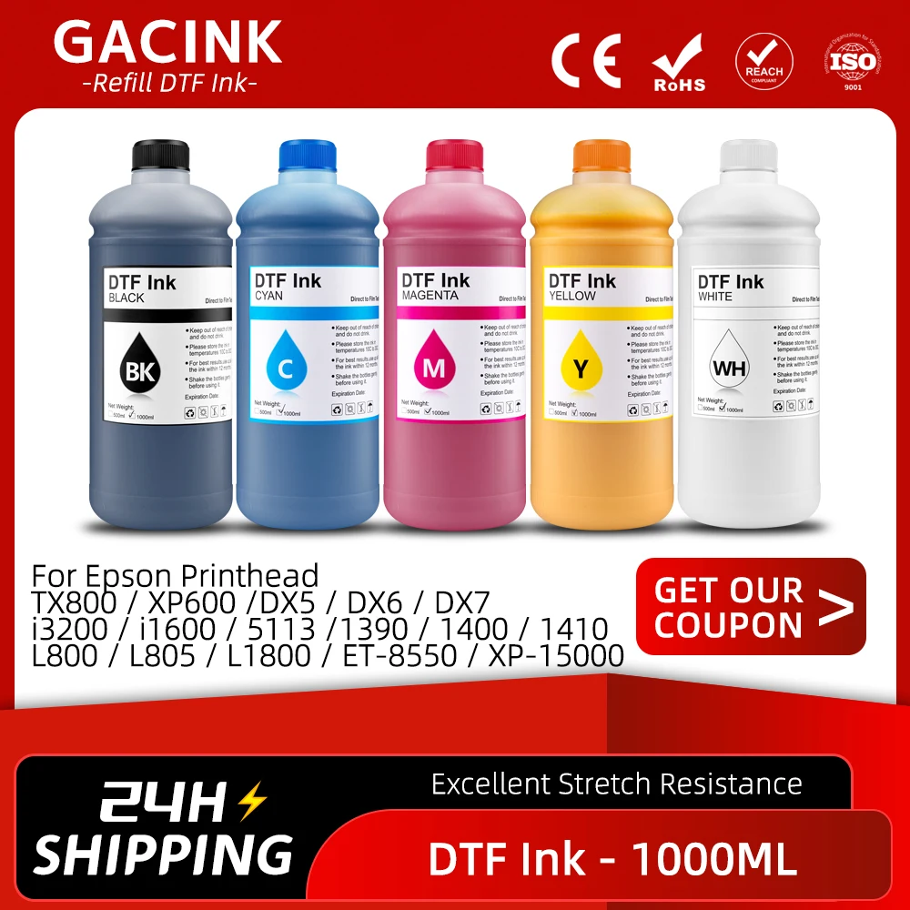1000ML DTF Ink For T-shirt Transfer Printing For Epson L800 L1800 XP-15000 XP600 TX800 P600 P608 P800 DX5 DX7 i3200 4720 i1600
1000ML DTF Ink For T-shirt Transfer Printing For Epson L800 L1800 XP-15000 XP600 TX800 P600 P608 P800 DX5 DX7 i3200 4720 i1600