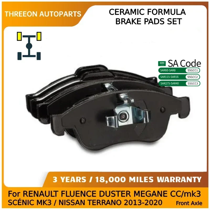 THREEON Front Brake Pads for RENAULT FLUENCE CLIO MK5 DUSTER MEGANE CC/MK3 SCÉNIC MK3 ZOE NISSAN TERRANO 2013-2020 410607115R
THREEON Front Brake Pads for RENAULT FLUENCE CLIO MK5 DUSTER MEGANE CC/MK3 SCÉNIC MK3 ZOE NISSAN TERRANO 2013-2020 410607115R