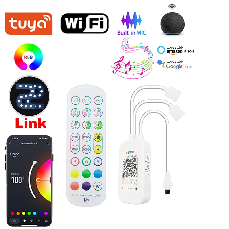 Контроллер RGB Bluetooth с регулируемой яркостью, контроллер светодиодных фонарей, Wi-Fi Tuya, умный пульт дистанционного управления, светодиодный контроллер, 4-контактный, 12 В, светодиодные ленты RGB
Контроллер RGB Bluetooth с регулируемой яркостью, контроллер светодиодных фонарей, Wi-Fi Tuya, умный пульт дистанционного управления, светодиодный контроллер, 4-контактный, 12 В, светодиодные ленты RGB