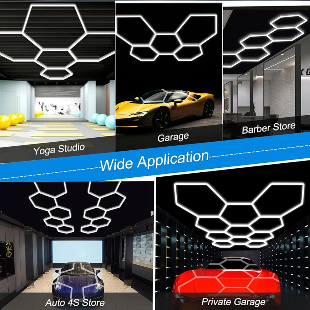 Wiscolor Hexagon Garage Light Ceiling Light LED Tube Honeycomb Lighting For 4S Car Show Auto Repair Barbershop Hair Salon Gym
Wiscolor Hexagon Garage Light Ceiling Light LED Tube Honeycomb Lighting For 4S Car Show Auto Repair Barbershop Hair Salon Gym