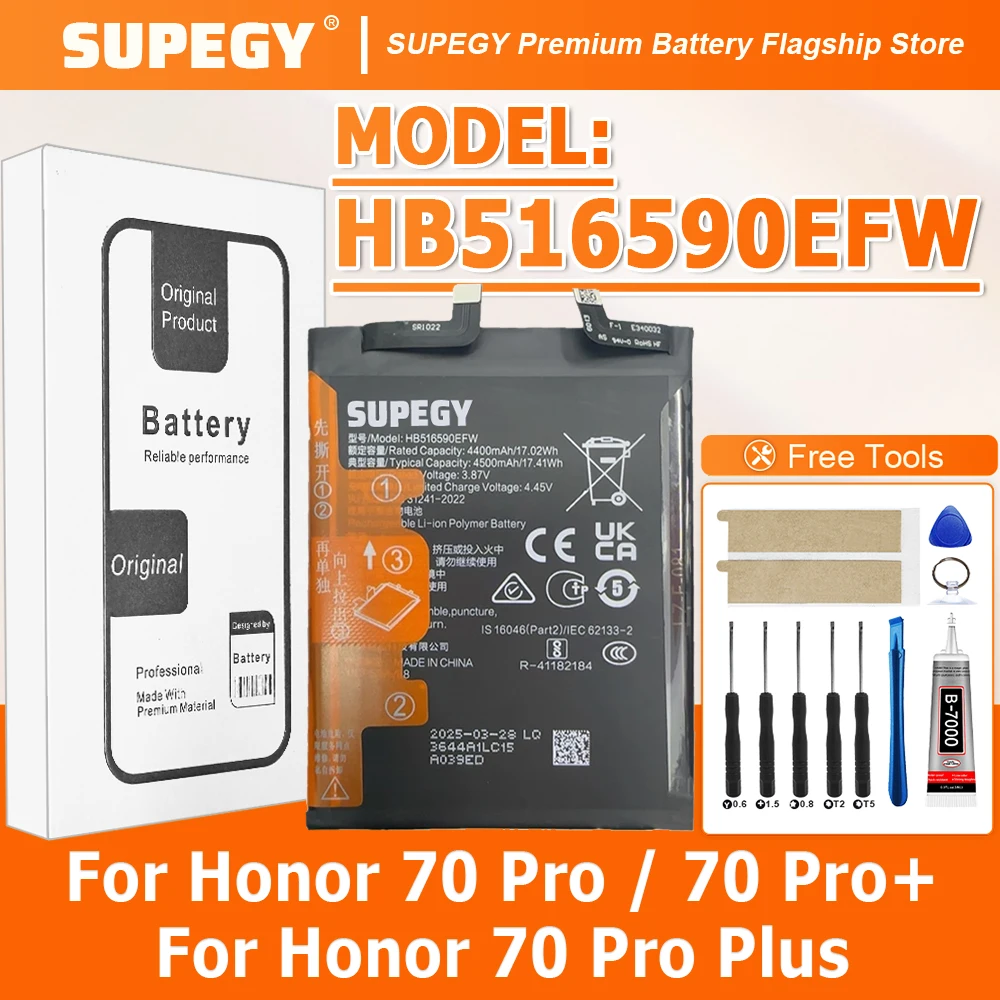 100% New High Capacity HB516590EFW Battery For HONOR 70 PRO /HONOR 70 PRO+/HONOR 70 PRO PLUS Phone batteries batteria+Free Tools
100% New High Capacity HB516590EFW Battery For HONOR 70 PRO /HONOR 70 PRO+/HONOR 70 PRO PLUS Phone batteries batteria+Free Tools
