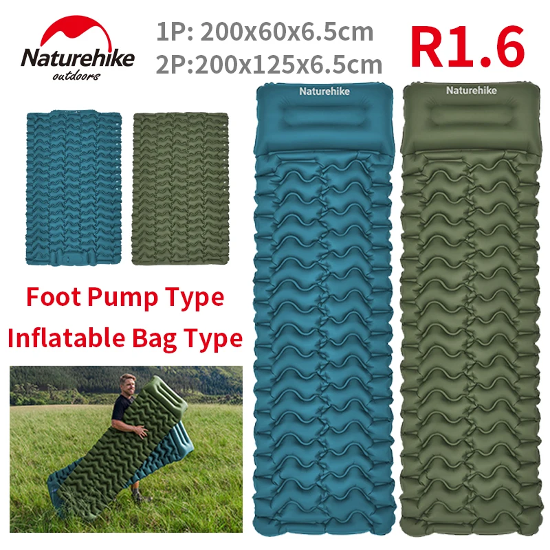 Naturehike R1.6 Inflatable Mattress with Pillow 40D Nylon TPU Single Double Moisture-Proof Sleeping Pad Camping Hiking Air Mat
Naturehike R1.6 Inflatable Mattress with Pillow 40D Nylon TPU Single Double Moisture-Proof Sleeping Pad Camping Hiking Air Mat
