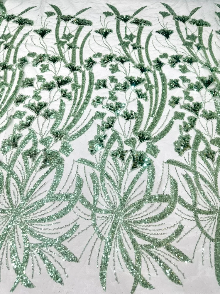 French African Beaded Tulle Lace Fabric 2026 High-Quality Nigerian Sequins Mesh Lace Fabric For Wedding Party Dress 5 Yards
French African Beaded Tulle Lace Fabric 2026 High-Quality Nigerian Sequins Mesh Lace Fabric For Wedding Party Dress 5 Yards