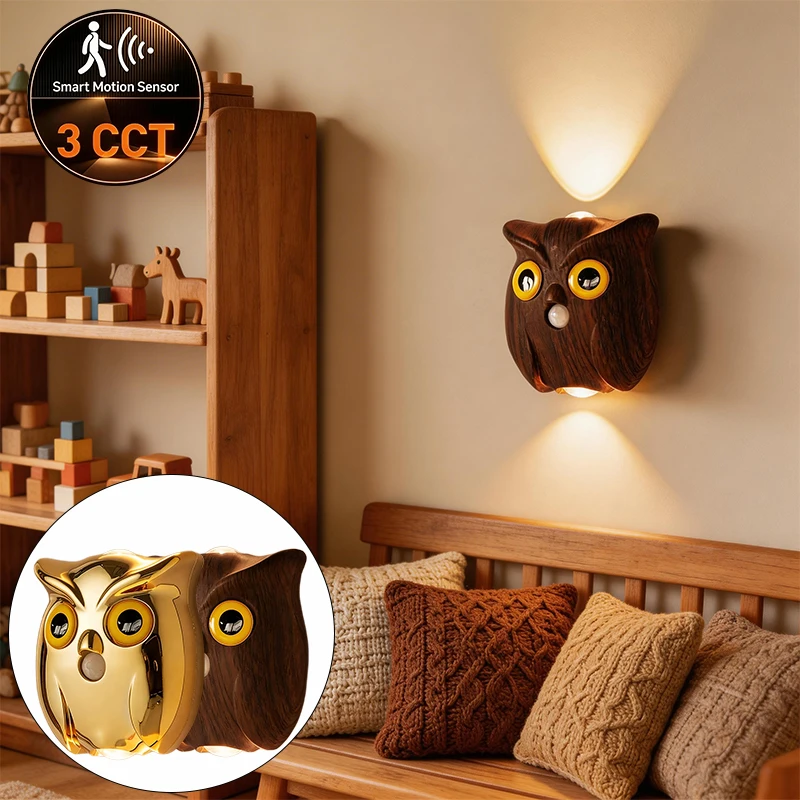 Rechargeable Magnetic LED Owl Wall Light up down Sconce with 3 Color Temperatures PIR Motion Sensor for Bedroom Stairway Hallway
Rechargeable Magnetic LED Owl Wall Light up down Sconce with 3 Color Temperatures PIR Motion Sensor for Bedroom Stairway Hallway