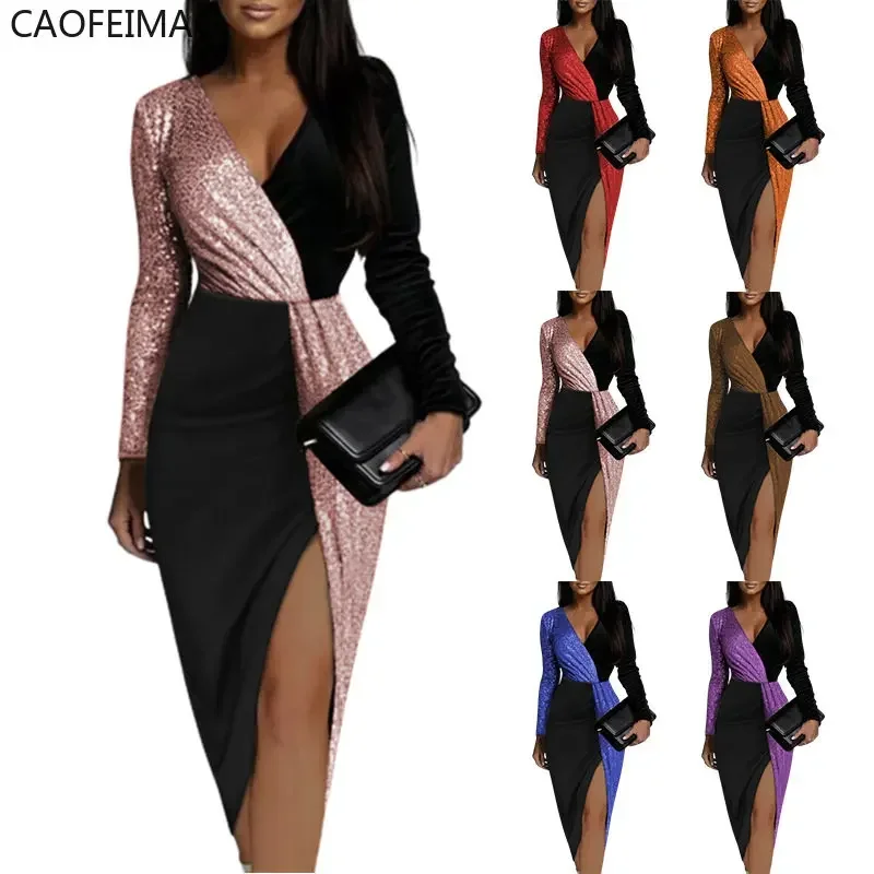 Caofeimao High Waist Party Evening Midi Dresses for Women 2025 Elegant Black Gold Sequins Patchwork Long Sleeve Prom Slit Dress
Caofeimao High Waist Party Evening Midi Dresses for Women 2025 Elegant Black Gold Sequins Patchwork Long Sleeve Prom Slit Dress