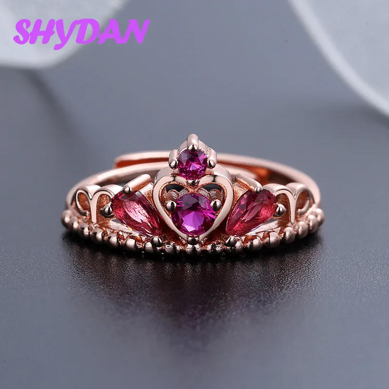 SHYDAN 925 Sterling Silver Crown Ruby Adjustable Finger Ring For Women Fashion Jewelry
SHYDAN 925 Sterling Silver Crown Ruby Adjustable Finger Ring For Women Fashion Jewelry
