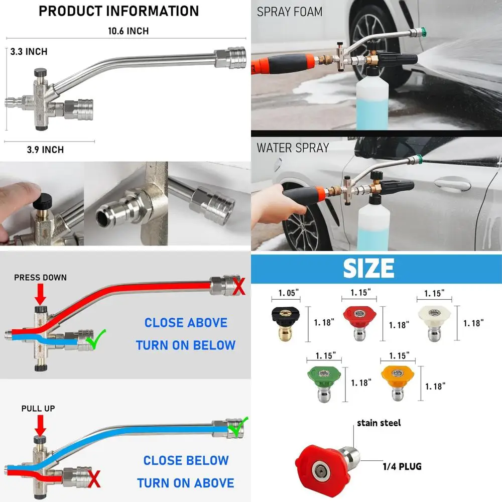 Foam Cannon Dual-Connector Accessory, Pressure Washer Double Tip Attachment for Soap Cannon with 5 Power Washer Sprayer Nozzles,
Foam Cannon Dual-Connector Accessory, Pressure Washer Double Tip Attachment for Soap Cannon with 5 Power Washer Sprayer Nozzles,