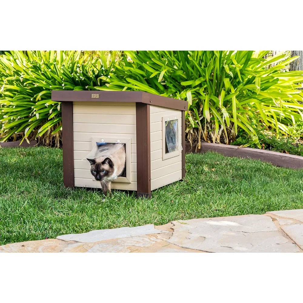 Outdoor Feral Cat House for Multiple Cats with Quick & Easy Assembly, 2 Vinyl Door Flaps Included, Moisture
Outdoor Feral Cat House for Multiple Cats with Quick & Easy Assembly, 2 Vinyl Door Flaps Included, Moisture