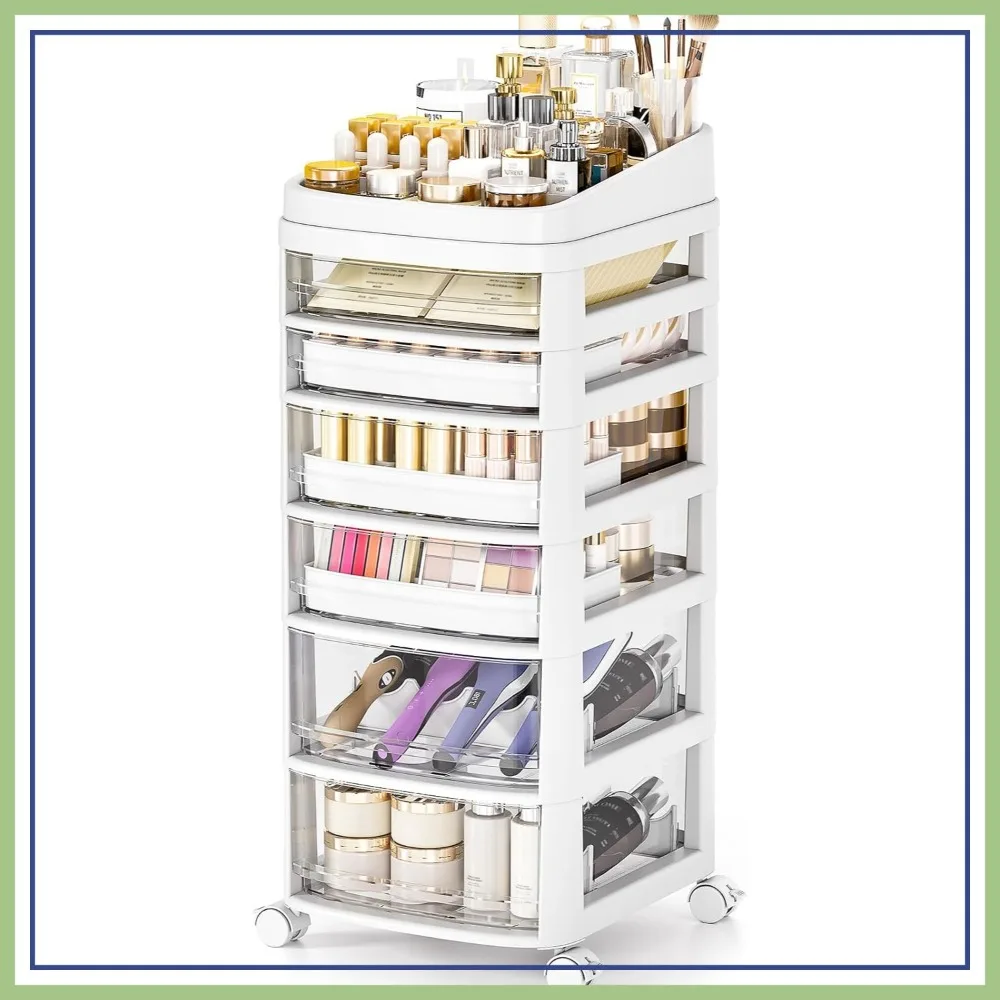 6 Drawer Rolling Storage Cart, Clear Acrylic Organizer for Cosmetics, Skincare, Art Supplies, Baby Items, Dustproof Under Desk
6 Drawer Rolling Storage Cart, Clear Acrylic Organizer for Cosmetics, Skincare, Art Supplies, Baby Items, Dustproof Under Desk