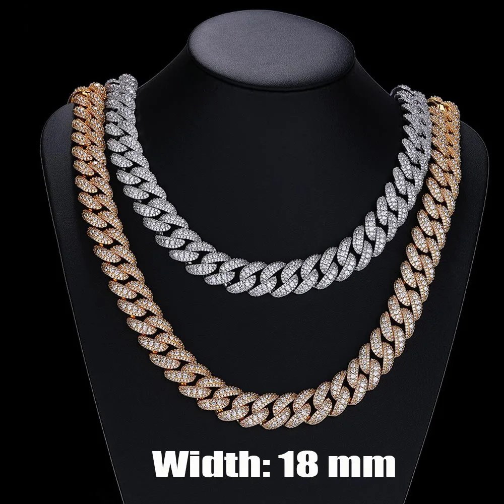 18mm Hip Hop Cuban Link Chain Necklace 18k Gold Plated Iced Out Diamond CZ Gift Heavy Miami Jewelry Necklace For Men Women Boy
18mm Hip Hop Cuban Link Chain Necklace 18k Gold Plated Iced Out Diamond CZ Gift Heavy Miami Jewelry Necklace For Men Women Boy