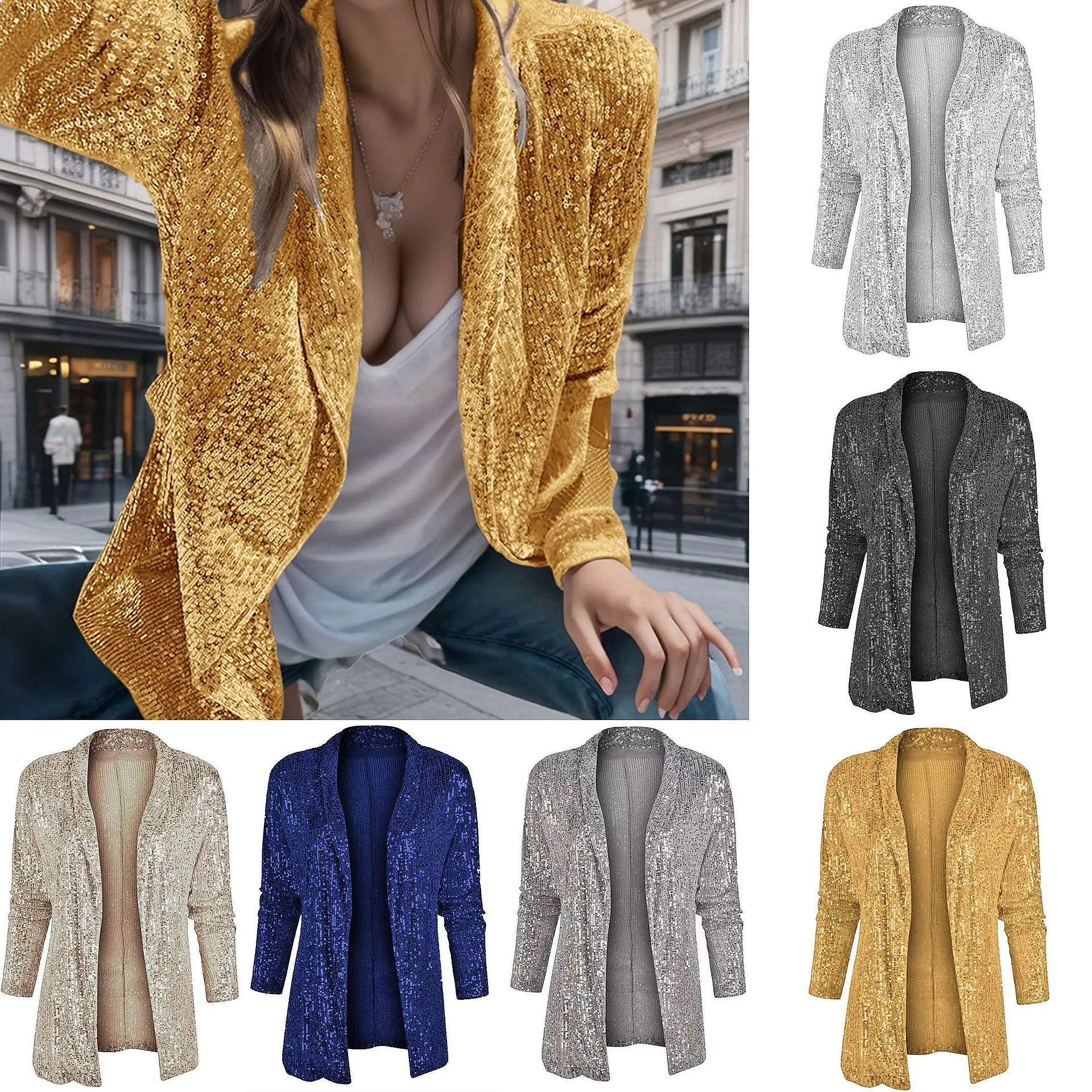 Elegant Sequin Blazer Jacket Women Slim Fit Casual Blazers Spring Summer Tops
Elegant Sequin Blazer Jacket Women Slim Fit Casual Blazers Spring Summer Tops