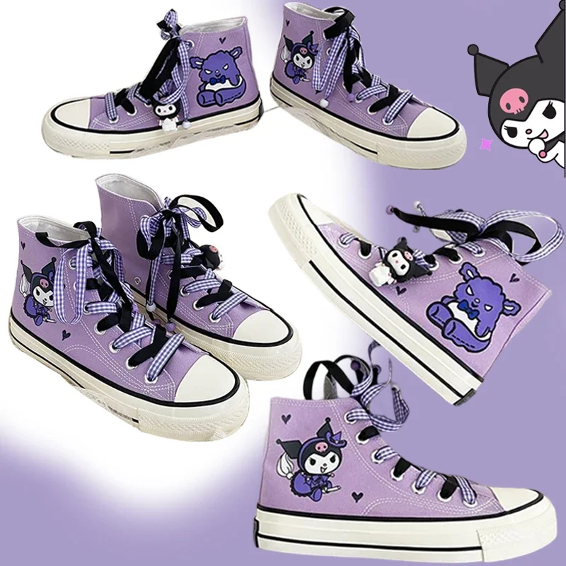Sanrio Kawaii Kuromi Canvas Shoes Women's New Cartoon Hand-painted High-top Flat Shoes Outdoor Non-slip Casual Sports Shoes
Sanrio Kawaii Kuromi Canvas Shoes Women's New Cartoon Hand-painted High-top Flat Shoes Outdoor Non-slip Casual Sports Shoes
