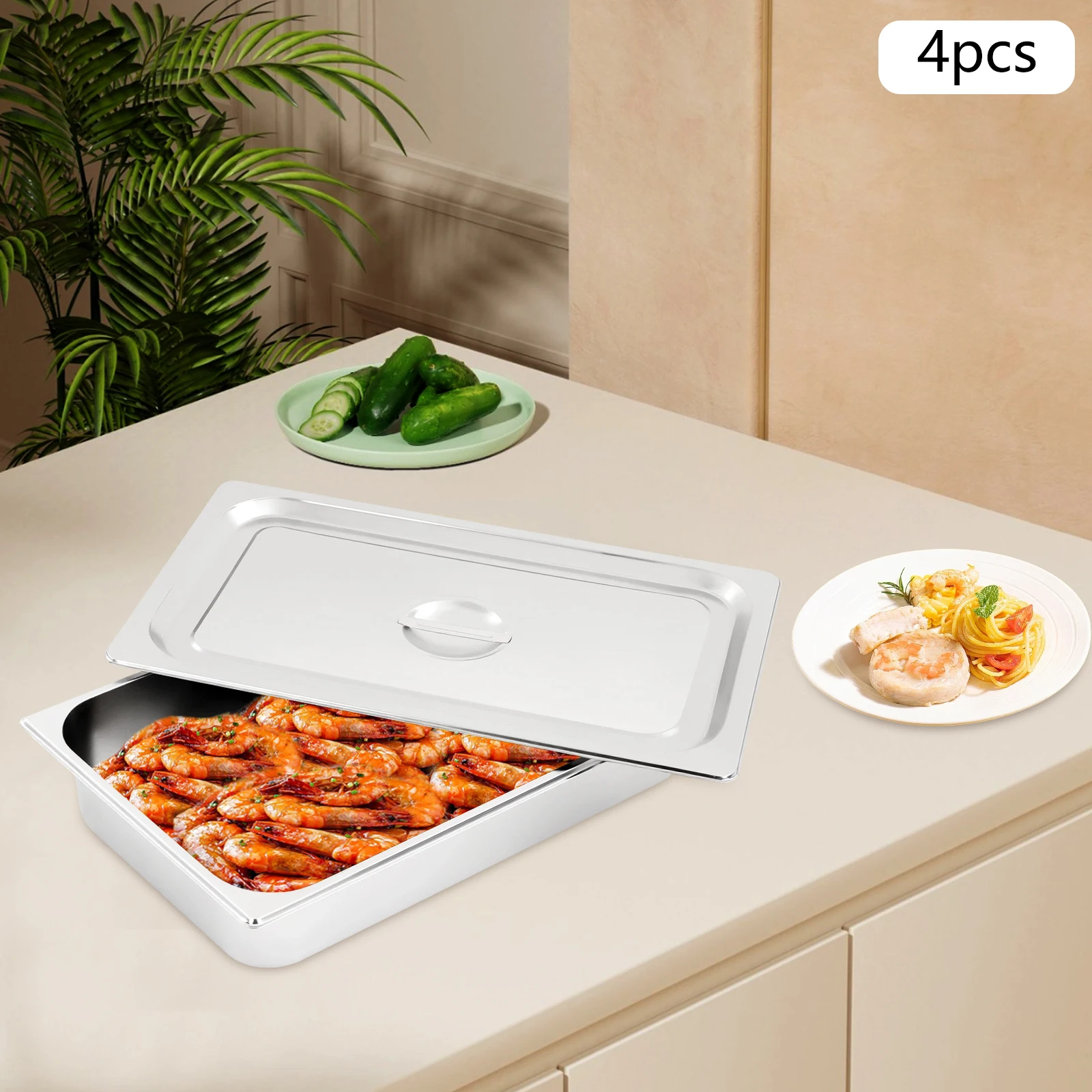 4PCS Stainless Steel Steam Table Pan Set 2.38 Gallon Food Container with Lids for Buffet Restaurant Catering Party Food Storage
4PCS Stainless Steel Steam Table Pan Set 2.38 Gallon Food Container with Lids for Buffet Restaurant Catering Party Food Storage