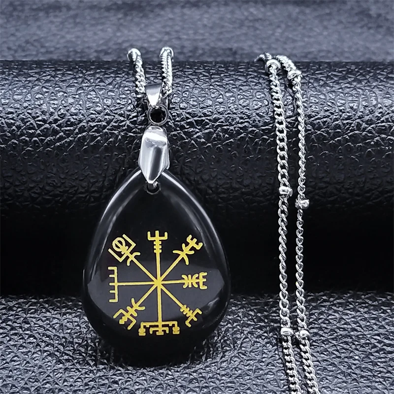 Water Drop Black Obsidian Norse Compass Pendant Necklace Stainless Steel Chain Natural Stone Amulet Necklaces Jewelry Gift NXS04
Water Drop Black Obsidian Norse Compass Pendant Necklace Stainless Steel Chain Natural Stone Amulet Necklaces Jewelry Gift NXS04
