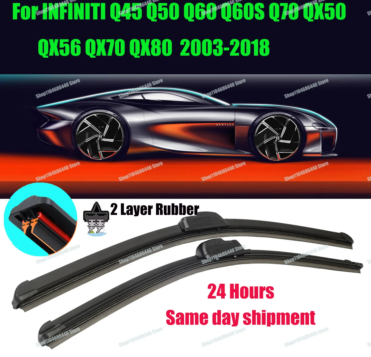 For INFINITI Q45 Q50 Q60 Q60S Q70 QX50 QX56 QX70 QX80 Front Windscreen Wipers Double Rubber Car Wiper Blades Car Accessories
For INFINITI Q45 Q50 Q60 Q60S Q70 QX50 QX56 QX70 QX80 Front Windscreen Wipers Double Rubber Car Wiper Blades Car Accessories