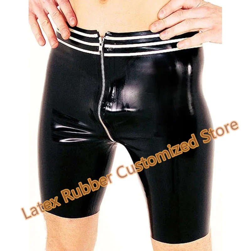 Handmade Latex Boxer Sexy Rubber Fetish Black with White with Crotch Zip Panties Lingerie Underwear Cosplay Costume 
Handmade Latex Boxer Sexy Rubber Fetish Black with White with Crotch Zip Panties Lingerie Underwear Cosplay Costume