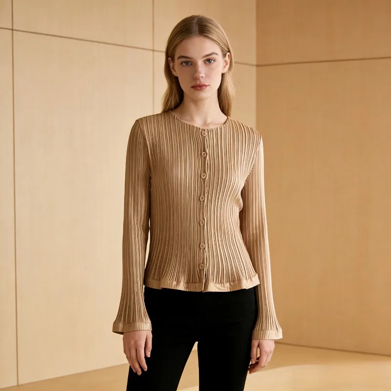Miyake Pleated Blouse Round Neck Long Sleeve Shirt Women's Loose Fit 2026 Spring New Arrival Pleats French Oversized Plisse Top
Miyake Pleated Blouse Round Neck Long Sleeve Shirt Women's Loose Fit 2026 Spring New Arrival Pleats French Oversized Plisse Top