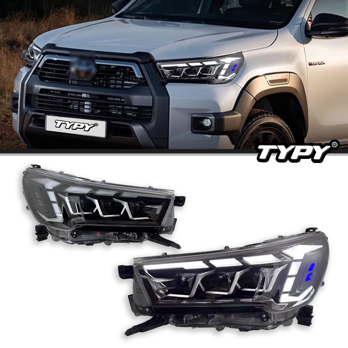 TYPY Car Lights For Toyota Hilux Headlight 2021-2024 LED Projetor head Lamp Daytime Running Light Automotive Accessories
TYPY Car Lights For Toyota Hilux Headlight 2021-2024 LED Projetor head Lamp Daytime Running Light Automotive Accessories