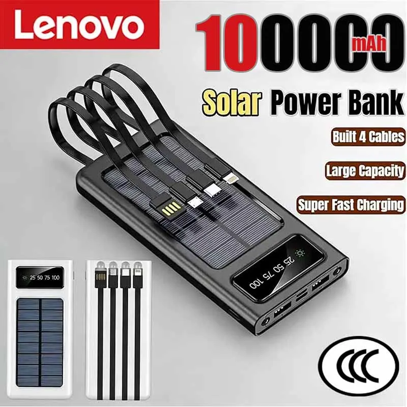 Солнечный внешний аккумулятор Lenovo 100000 мАч со встроенными 4 кабелями, портативный, для использования на улице, с цифровым дисплеем, для iPhone, Samsung, Huawei
Солнечный внешний аккумулятор Lenovo 100000 мАч со встроенными 4 кабелями, портативный, для использования на улице, с цифровым дисплеем, для iPhone, Samsung, Huawei