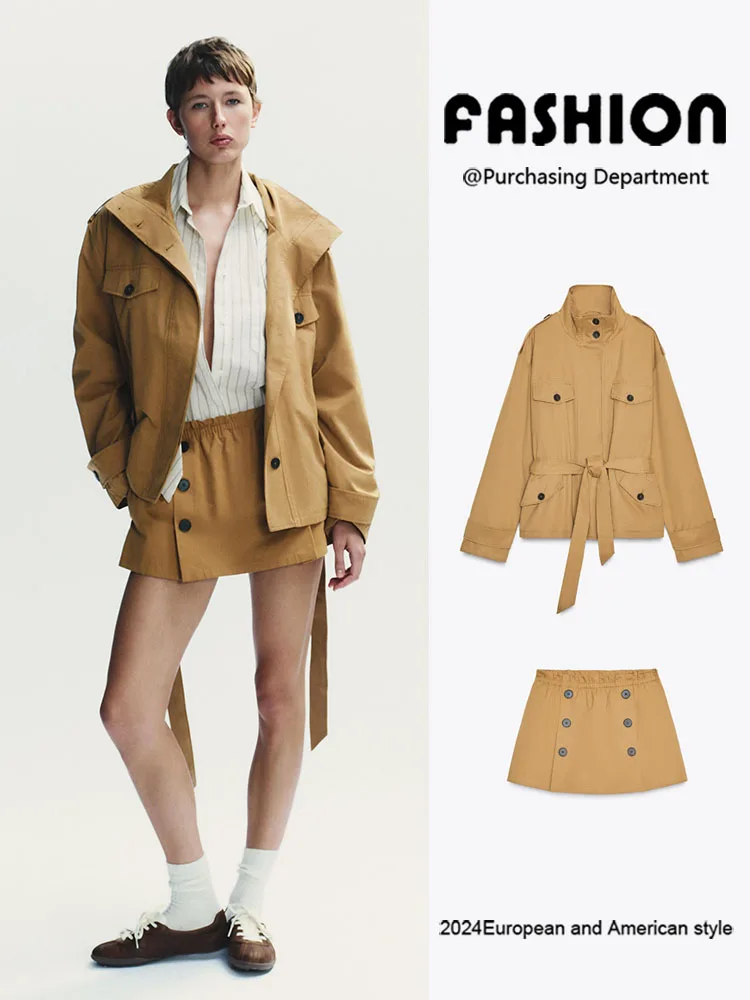 Fashionable Simple Style Women's Coat Autumn New Arrival Belted Short Length Elegant Windbreaker Outerwear for Ladies
Fashionable Simple Style Women's Coat Autumn New Arrival Belted Short Length Elegant Windbreaker Outerwear for Ladies