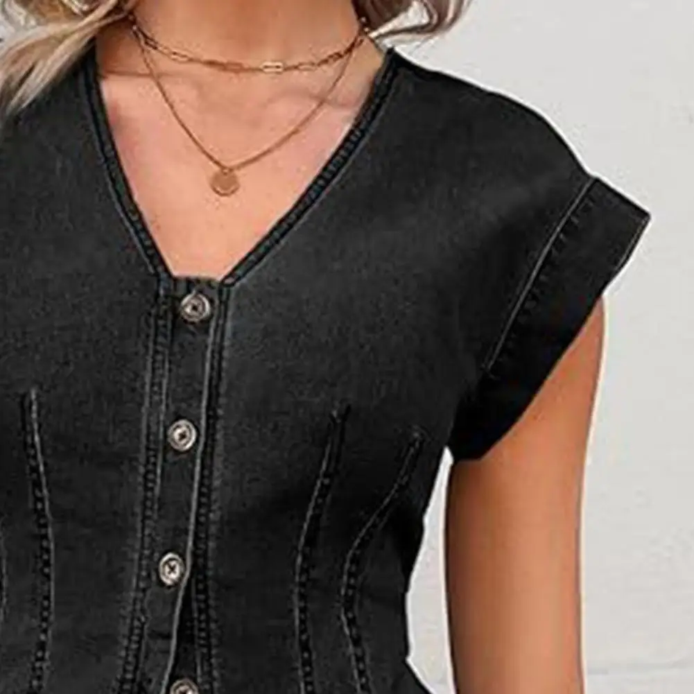 Denim Pocket Vest Women Soft Sleeveless Button Down Spring Autumn Ruffle Trim Jean Top, Summer Casual Strechy Waistcoat
Denim Pocket Vest Women Soft Sleeveless Button Down Spring Autumn Ruffle Trim Jean Top, Summer Casual Strechy Waistcoat