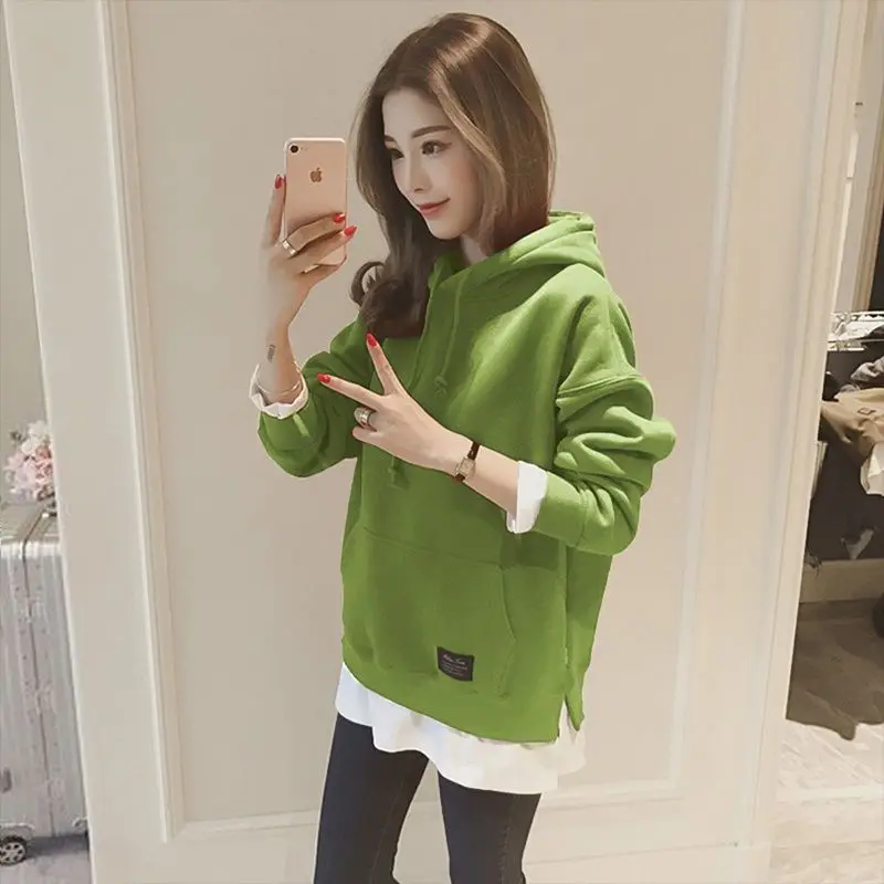 Loose Fit Faux Two-Piece Hoodie Women's Fashionable Long Sleeve Thermal Top with Pocket Drawstring Kangaroo Pocket Autumn Winter
Loose Fit Faux Two-Piece Hoodie Women's Fashionable Long Sleeve Thermal Top with Pocket Drawstring Kangaroo Pocket Autumn Winter