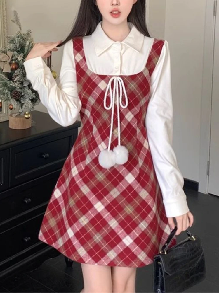 Winter Fashion Sweet Cute Plaid Dress Women Fake Two Piece Retro Christmas Dresses Autumn New Design Casual Chic Fairy Clothines
Winter Fashion Sweet Cute Plaid Dress Women Fake Two Piece Retro Christmas Dresses Autumn New Design Casual Chic Fairy Clothines