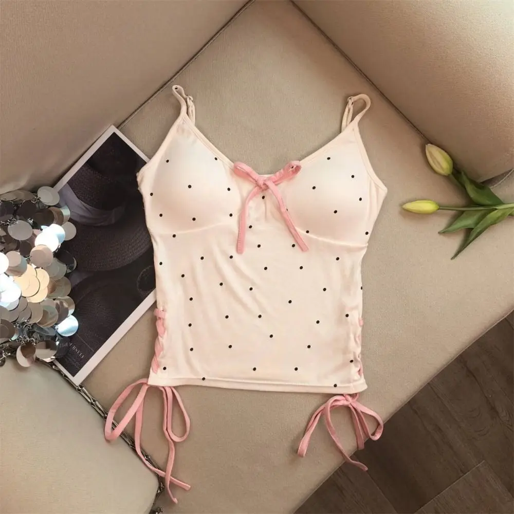Korean Dots Strap Vest Tops Tank Lace-up Camisole with Pads Sleeveless Drawstring Y2K Slim Crop Top Girls
Korean Dots Strap Vest Tops Tank Lace-up Camisole with Pads Sleeveless Drawstring Y2K Slim Crop Top Girls