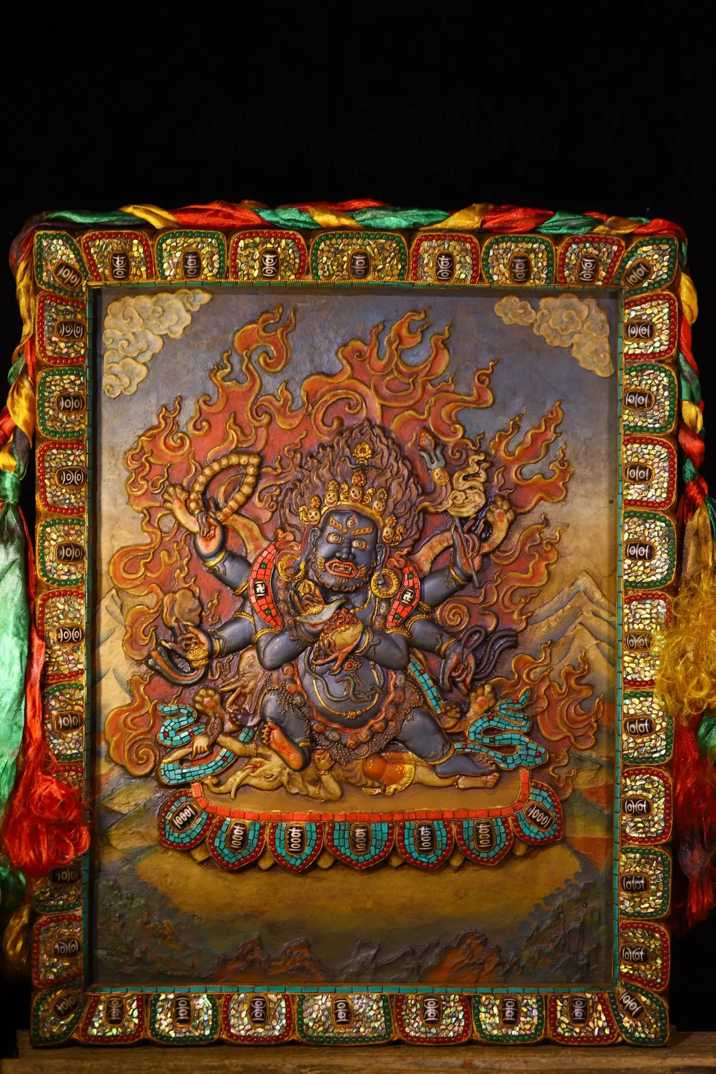 26-дюймовая немецкая народная старая корня бодхи, деревянная мозаика, драгоценный камень gZi, бусины, бирюзовая ракушка, Гуру Ринпоче, Будда, Танка, подвесная панель
26-дюймовая немецкая народная старая корня бодхи, деревянная мозаика, драгоценный камень gZi, бусины, бирюзовая ракушка, Гуру Ринпоче, Будда, Танка, подвесная панель