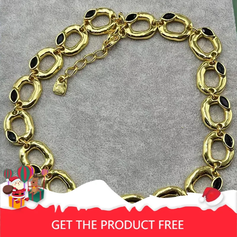 2025 European and American personalized gorgeous gold oval black crystal necklace women's jewelry
2025 European and American personalized gorgeous gold oval black crystal necklace women's jewelry