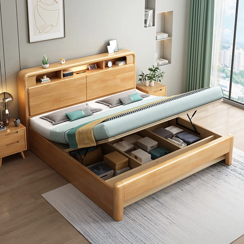 Nordic solid wood bed household master bedroom 1.8 meters double bed 1.5 meters bed drawer high box soft bag with night
Nordic solid wood bed household master bedroom 1.8 meters double bed 1.5 meters bed drawer high box soft bag with night