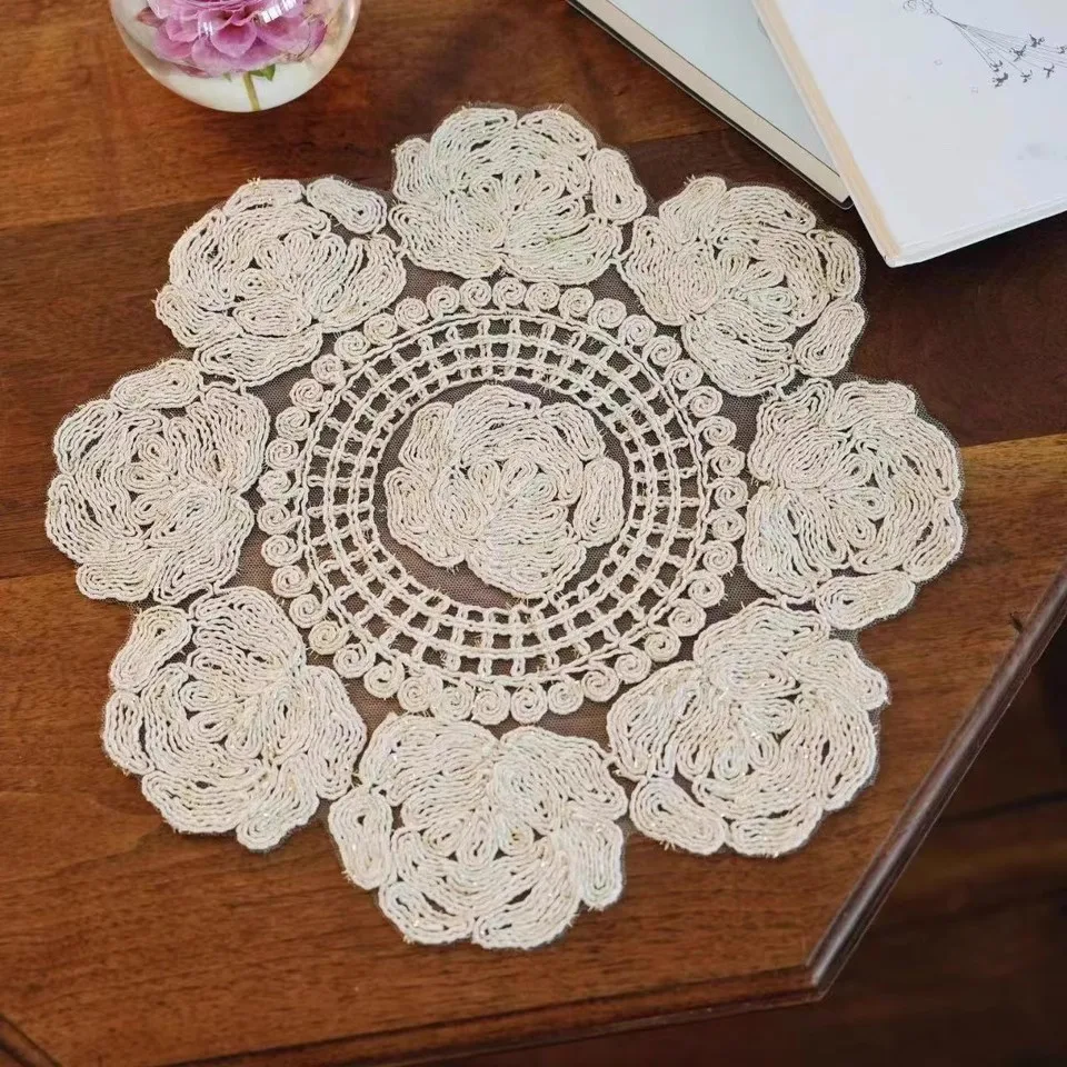 Round Rose flower embroidery table place mat cloth Wedding Christmas dining placemat kitchen Table decoration and accessories
Round Rose flower embroidery table place mat cloth Wedding Christmas dining placemat kitchen Table decoration and accessories