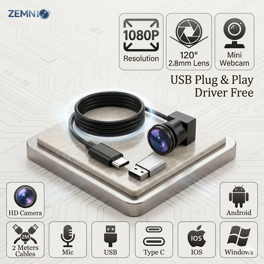1080P Home Security Webcam, 3.7mm 90° & 2.8mm 120° Lens, USB Type-C Plug and Play Camera with Mic, 2M Cable for Android Windows
1080P Home Security Webcam, 3.7mm 90° & 2.8mm 120° Lens, USB Type-C Plug and Play Camera with Mic, 2M Cable for Android Windows