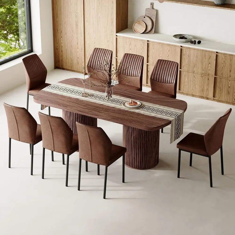 Walnut 79 Dining Table Set for 8 with Cushioned Chairs, Perfect for Modern Gatherings
Walnut 79 Dining Table Set for 8 with Cushioned Chairs, Perfect for Modern Gatherings
