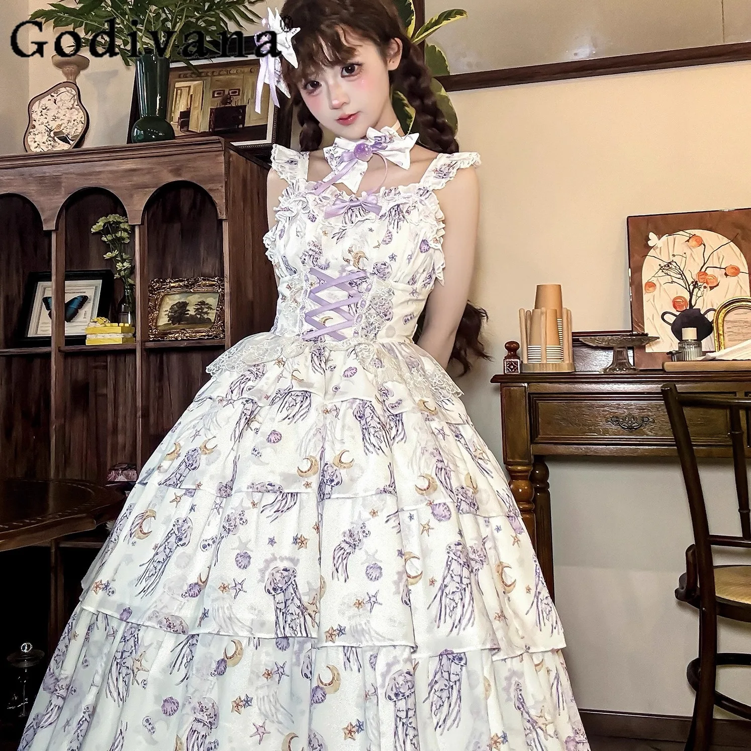 Japanese Cute Girls Sweet Lolita Tea Party Long Dress JSK Women's High Waist Slim Cute Bow Print Cla Dress OP Princess Dresses
Japanese Cute Girls Sweet Lolita Tea Party Long Dress JSK Women's High Waist Slim Cute Bow Print Cla Dress OP Princess Dresses
