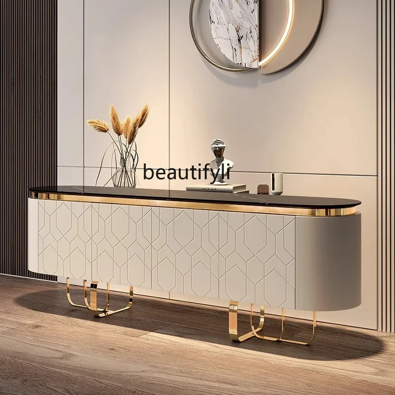 American light luxury rock slab dining side cabinet, living room storage locker, design sense of entrance cabinet9344
American light luxury rock slab dining side cabinet, living room storage locker, design sense of entrance cabinet9344
