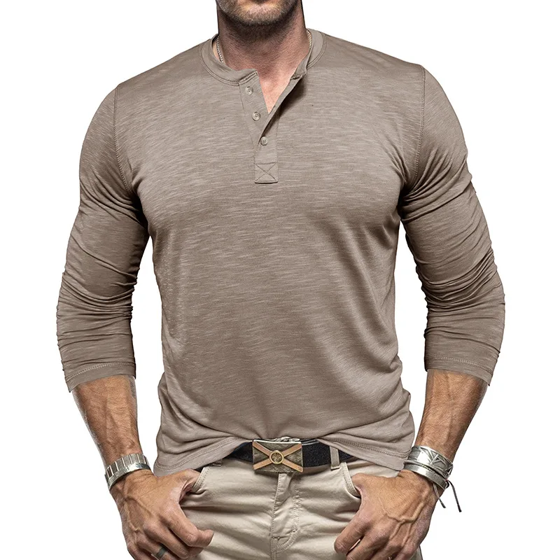 GZBC-New Men's Slub Cotton Men's Long Sleeve Henry CollarTT-shirt in Stock Wholesale
GZBC-New Men's Slub Cotton Men's Long Sleeve Henry CollarTT-shirt in Stock Wholesale