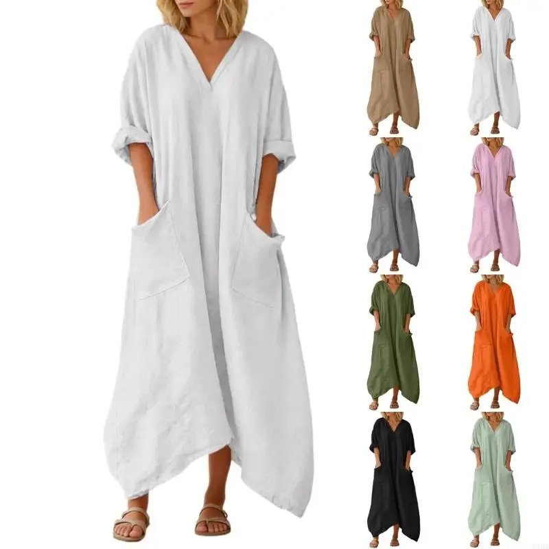 Womens Maxi Dresses Casual 3/4 Sleeve V Neck Loose Long Kaftan Dress with Pockets Flowy Sundress 6XDA
Womens Maxi Dresses Casual 3/4 Sleeve V Neck Loose Long Kaftan Dress with Pockets Flowy Sundress 6XDA