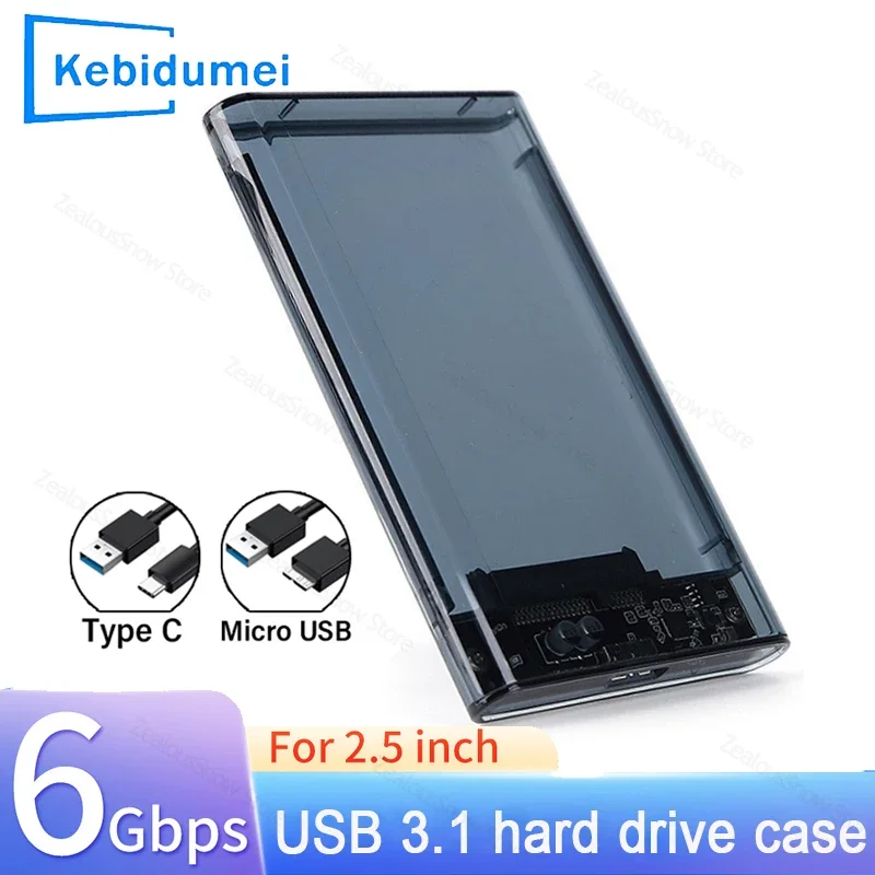 2.5 Inch External HDD Case Clear Hard Drive Enclosure Fast 5Gbps USB to Micro Type-C SATA HDD SSD Adapter Harddisk Storage Case
2.5 Inch External HDD Case Clear Hard Drive Enclosure Fast 5Gbps USB to Micro Type-C SATA HDD SSD Adapter Harddisk Storage Case