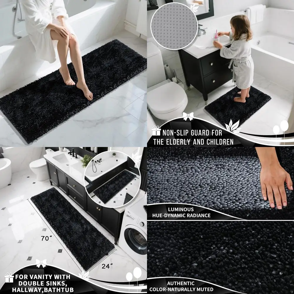 Thick Soft 70x24 Inch Bathroom Rug Runner, Absorbent Chenille Mat, Non-Slip, Machine Washable, Quick-Dry Bath Floor Cover
Thick Soft 70x24 Inch Bathroom Rug Runner, Absorbent Chenille Mat, Non-Slip, Machine Washable, Quick-Dry Bath Floor Cover