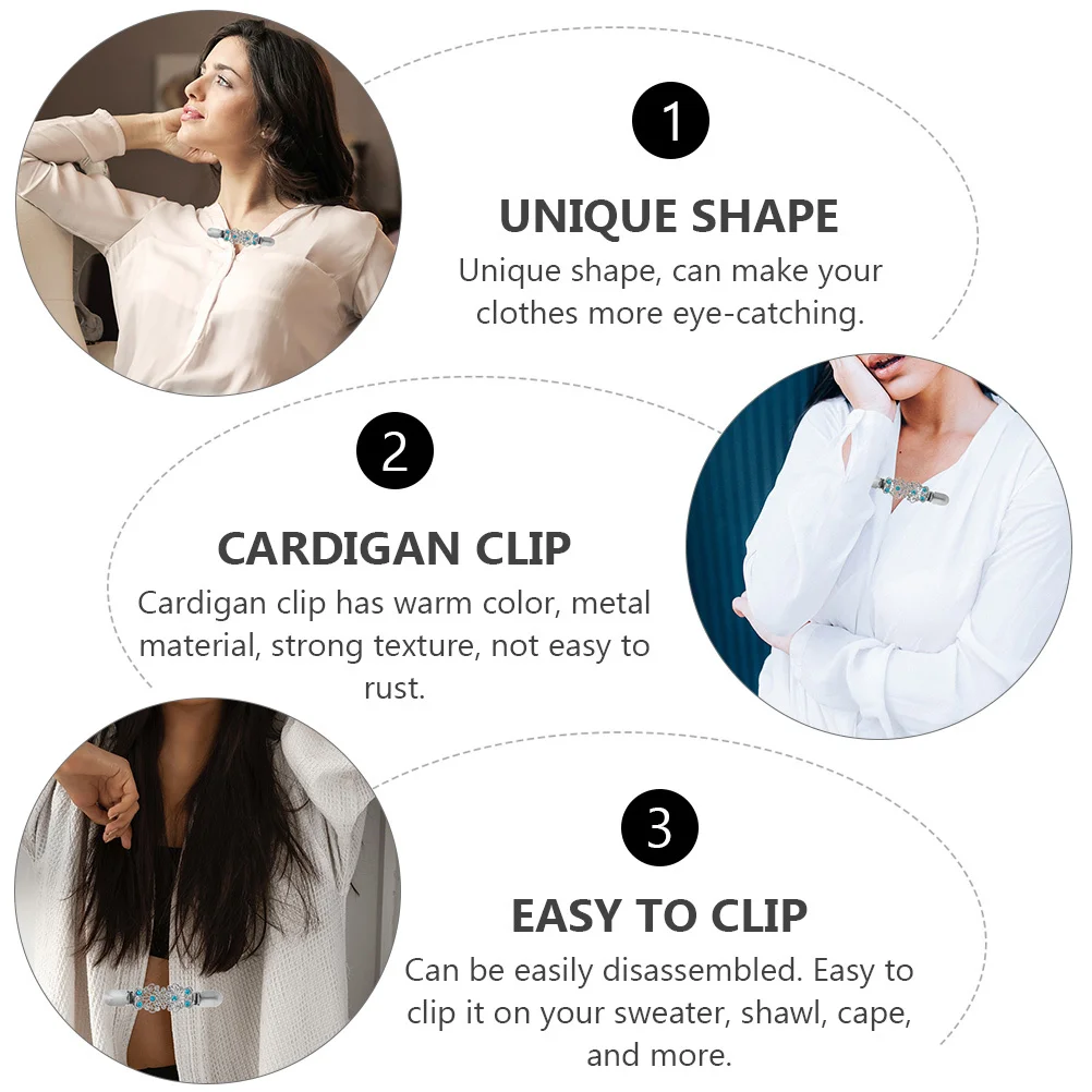 1Set Rhinestone Sweater Clips 4 Styles Silver Alloy Antirust Sturdy Elegant Eyecatching Accessories for Clothing Dresses
1Set Rhinestone Sweater Clips 4 Styles Silver Alloy Antirust Sturdy Elegant Eyecatching Accessories for Clothing Dresses