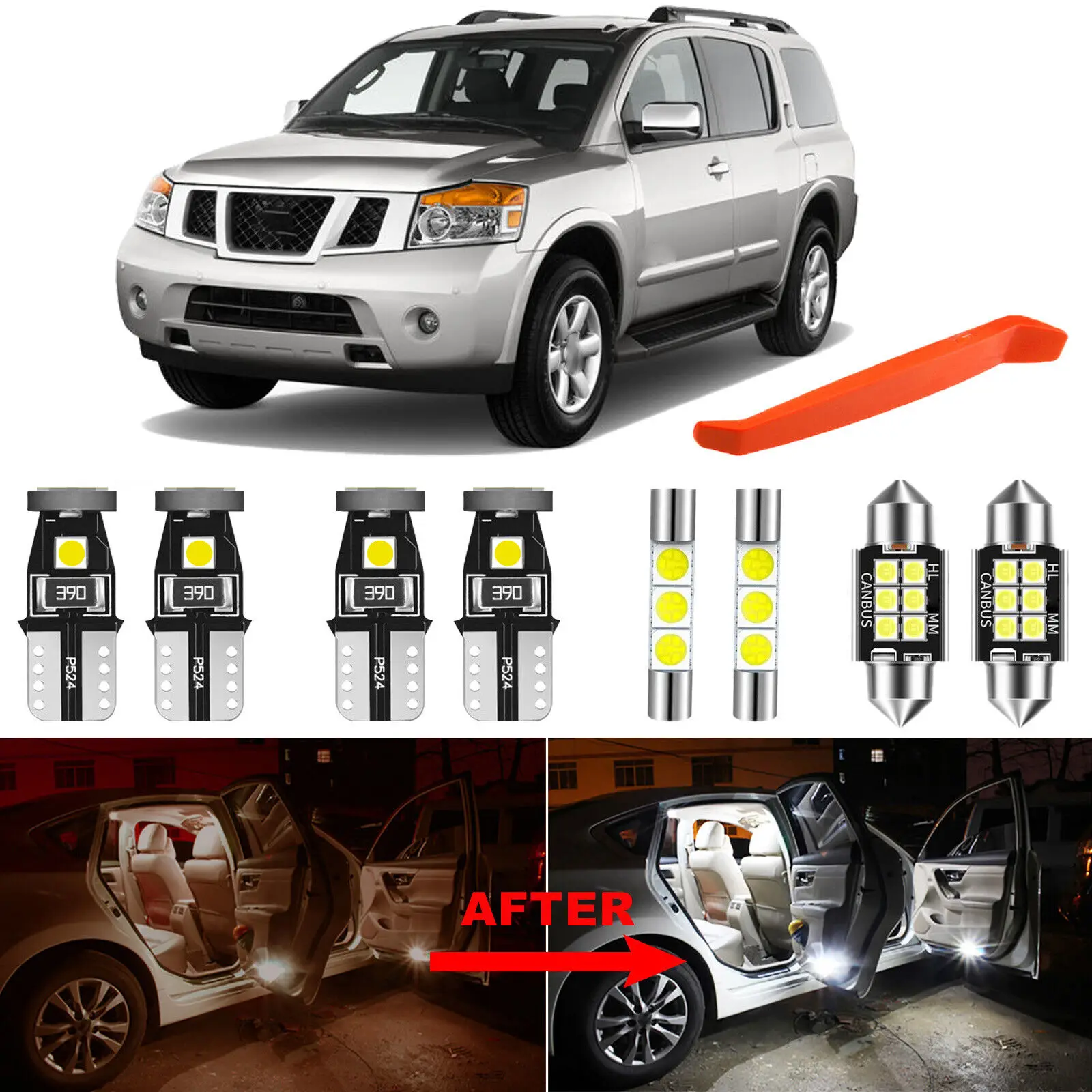 Winetis, 16 шт. планшетов для интерьера Nissan Armada 2004-2016, 6000K, Белый купол, фотолампы + бесплатный инструмент
Winetis, 16 шт. планшетов для интерьера Nissan Armada 2004-2016, 6000K, Белый купол, фотолампы + бесплатный инструмент