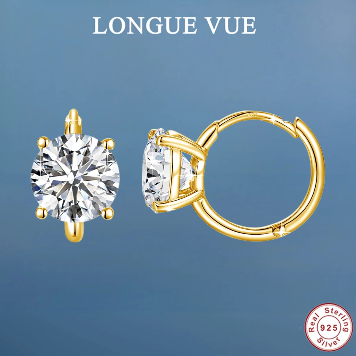 925 Sterling Silver Round Cut Moissanite Four Claw Buckle Ear Stud Women Girls Hoop Earrings Wedding Fine Jewelry Gifts
925 Sterling Silver Round Cut Moissanite Four Claw Buckle Ear Stud Women Girls Hoop Earrings Wedding Fine Jewelry Gifts