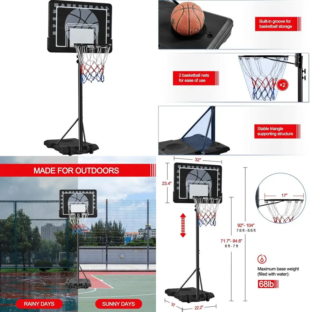 portable outdoor basketball hoop system with height adjustable 7.6-8.6ft pe backboard and wheels for kids
portable outdoor basketball hoop system with height adjustable 7.6-8.6ft pe backboard and wheels for kids
