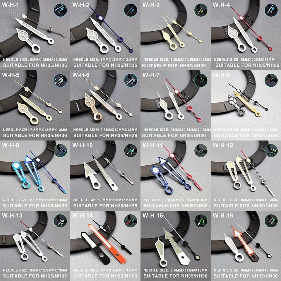 Watch Hands Watch Needle For SUB NH35/36/4R/7S Automatic Movement Green/Ice Blue Luminous Watch Modification Accessories
Watch Hands Watch Needle For SUB NH35/36/4R/7S Automatic Movement Green/Ice Blue Luminous Watch Modification Accessories