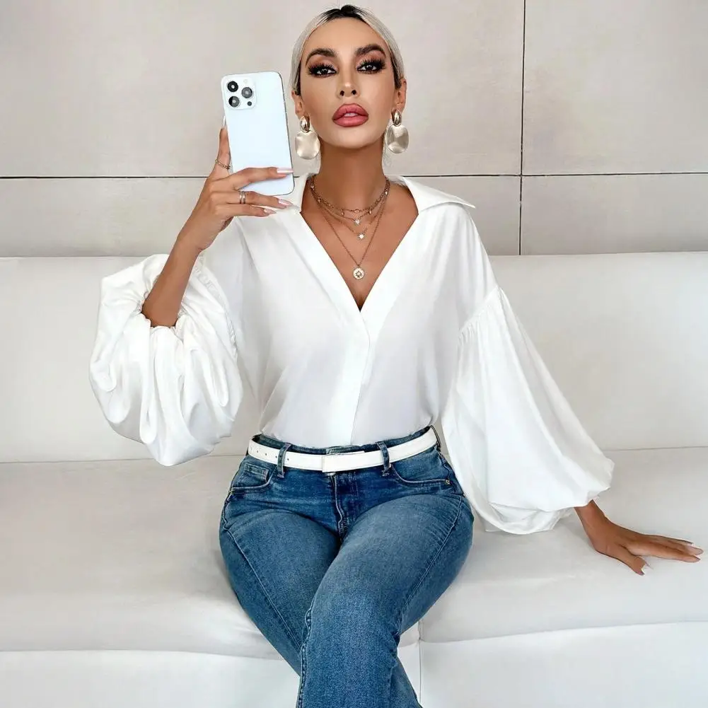 Women Blouse Women’s Puff Sleeve Lapel Shirt Blouse A-line Tunic Top Soft Chiffon V Neck Boho Vacation Loose Fit Shirt Style
Women Blouse Women’s Puff Sleeve Lapel Shirt Blouse A-line Tunic Top Soft Chiffon V Neck Boho Vacation Loose Fit Shirt Style