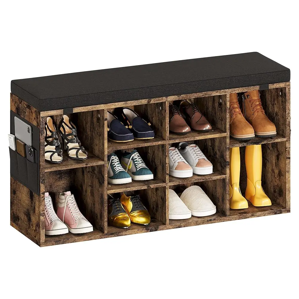 Shoe Storage Bench With Cushion, Cubby Seat Shoe Cabinet, Small Shoe Ra Bench With 3-Tier Adjustable Shelf For Entryway,
Shoe Storage Bench With Cushion, Cubby Seat Shoe Cabinet, Small Shoe Ra Bench With 3-Tier Adjustable Shelf For Entryway,