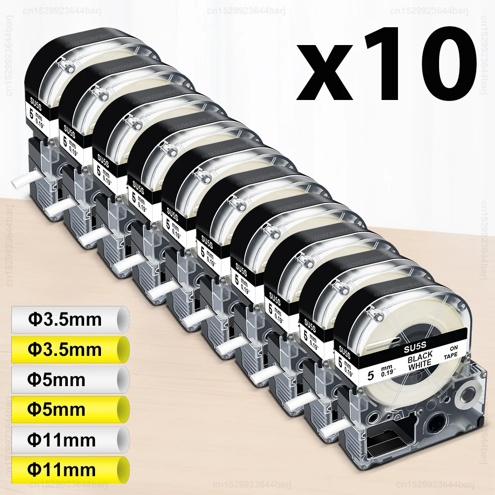 5/10PK SU5S Совместимая термоусадочная трубка Epson SU5S SU5Y SU11S SU11Y SU3W SU3Y для Epson LabelWorks LW-300 LW-400 Label Maker
5/10PK SU5S Совместимая термоусадочная трубка Epson SU5S SU5Y SU11S SU11Y SU3W SU3Y для Epson LabelWorks LW-300 LW-400 Label Maker