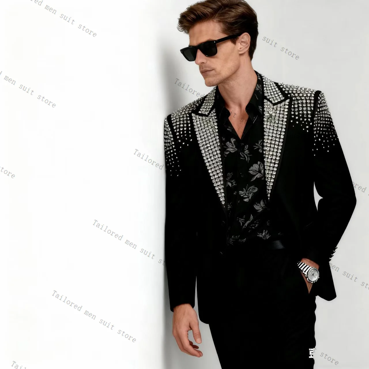Black Crystals Men Suits Pants Set 2 Pcs Blazer+Cotton Trousers Groom Wedding Tuxedos Prom Jacket Formal Office Business Coat
Black Crystals Men Suits Pants Set 2 Pcs Blazer+Cotton Trousers Groom Wedding Tuxedos Prom Jacket Formal Office Business Coat